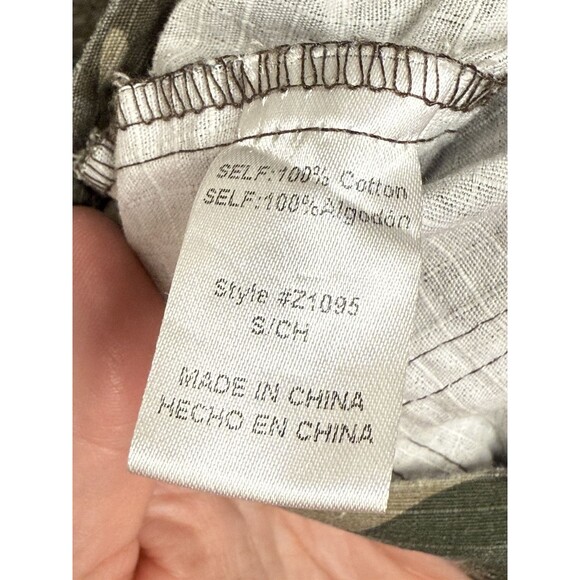 Camo Shirt/Jacket The Zig Zag Stripe Size S Green‎ Pockets Zip Up Tie Waist - Picture 9 of 12